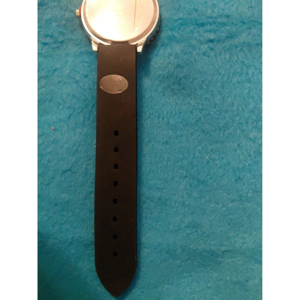 New Black Water Resistant With Blue Iridescent Rhinestone Designed Watch Analog